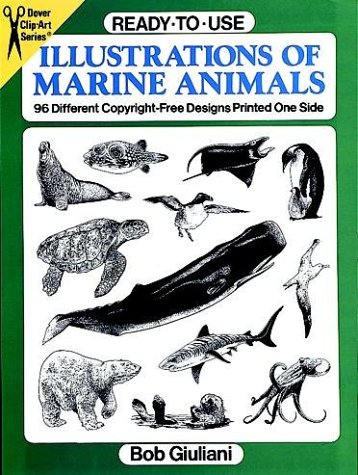 Ready-To-Use Illustrations of Marine Animals: 96 Different Copyright-Free Designs Printed One Side Film, Art & Culture
