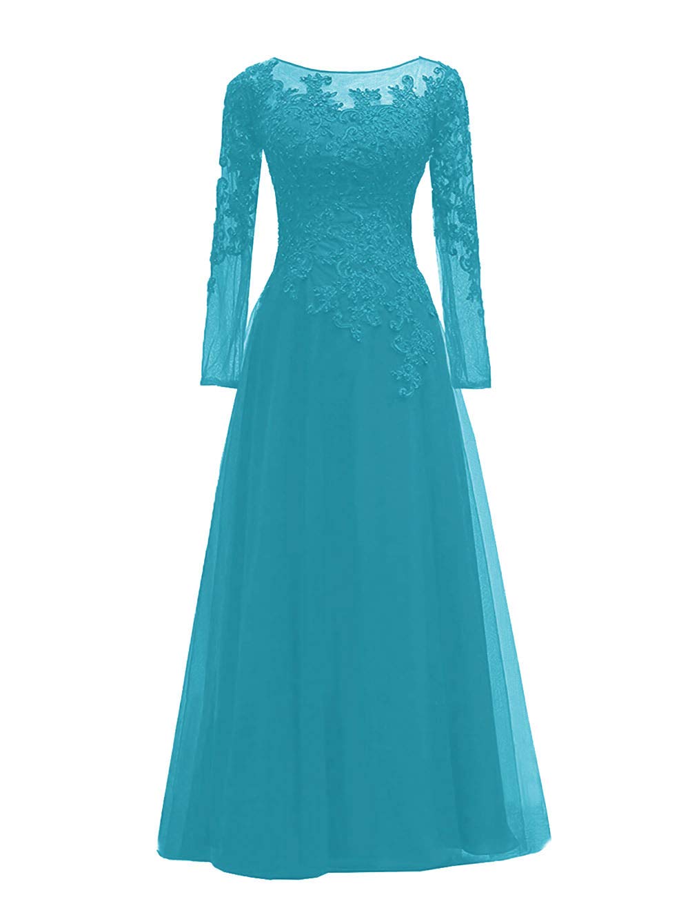 Brautmutterkleider mit Perlenapplikation, Tüll, Abendkleid, formelles Kleid mit langen Ärmeln, Jade, Größe 44, Jade, US10 Games