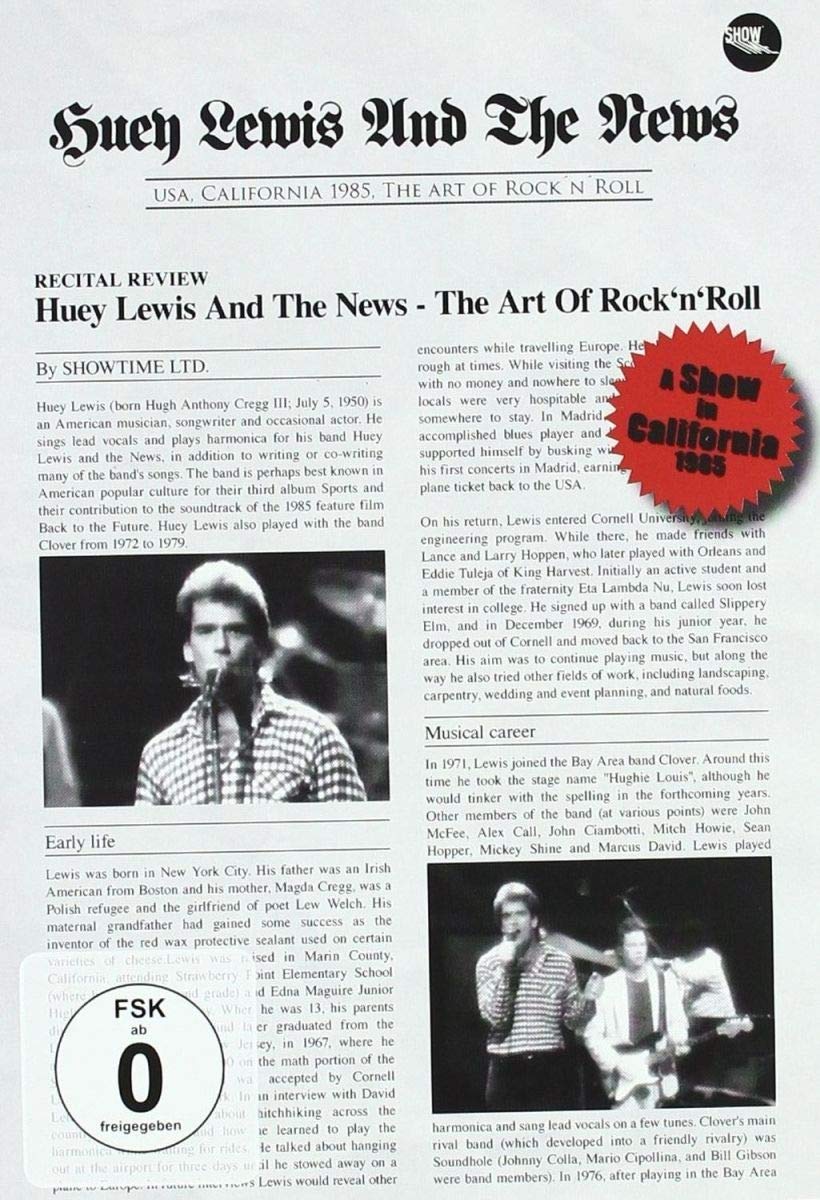 Huey Lewis And The News - The Art Of Rock 'N' Roll Movies