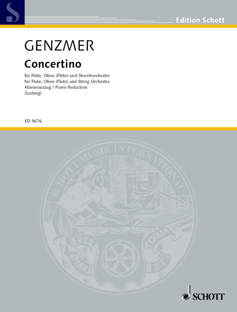 Concertino: GeWV 181. Flöte, Oboe (2. Flöte) und Streichorchester. Klavierauszug mit Solostimmen. (Edition Schott) Sheet Music