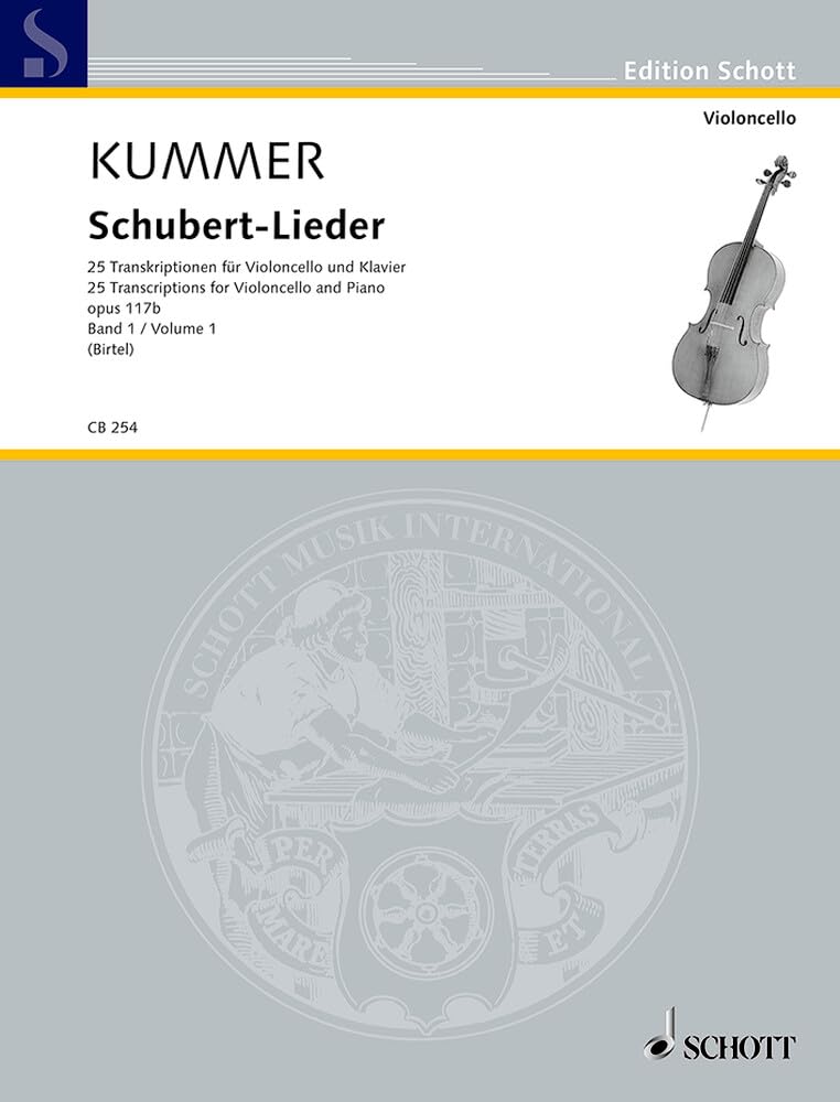 Schubert-Lieder: 25 Transcriptions for Cello and Piano. op. 117b. cello and piano. book