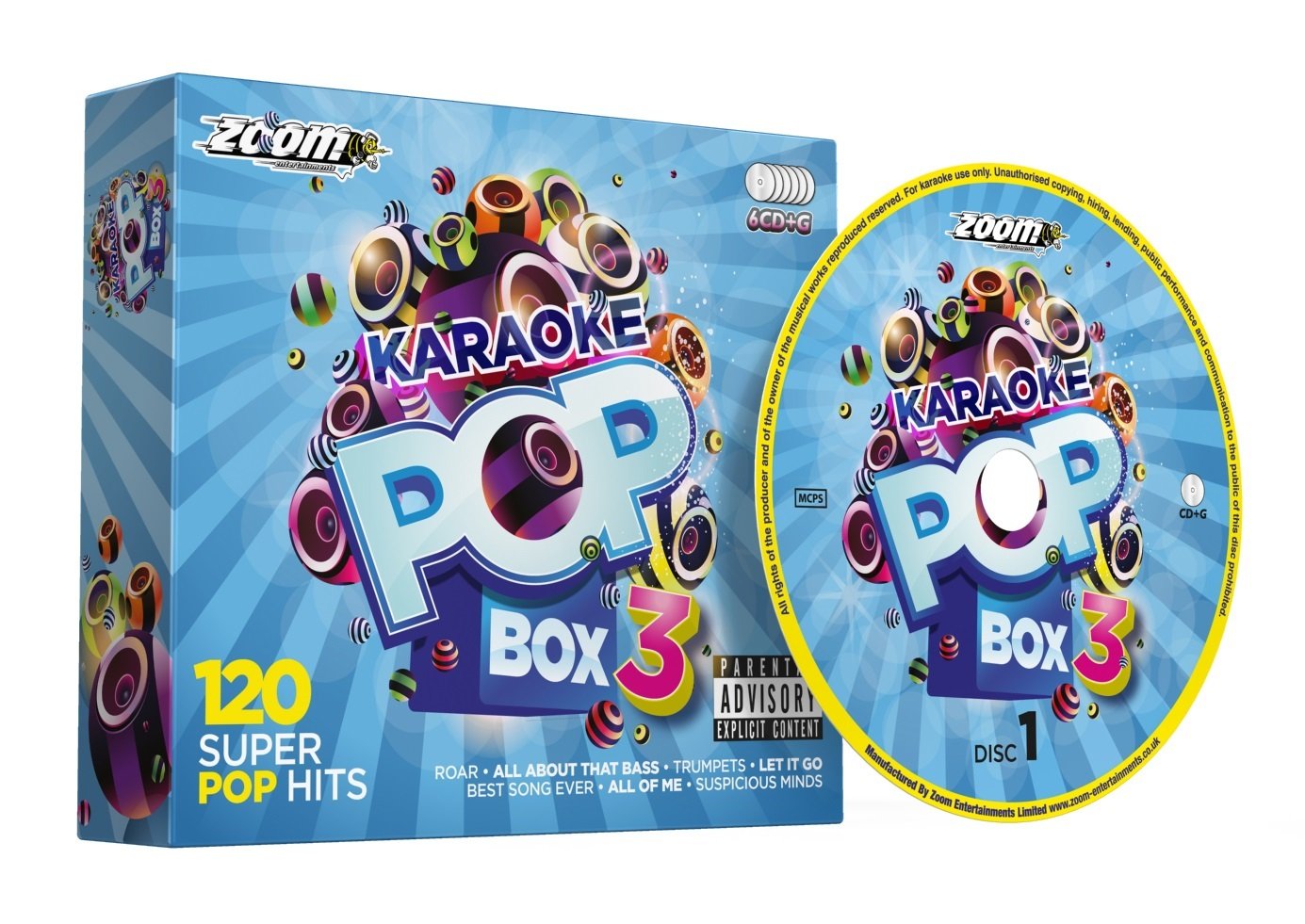 Zoom Karaoke Pop Box 3 Party Pack - 6 CD+G Box Set - 120 Songs cd