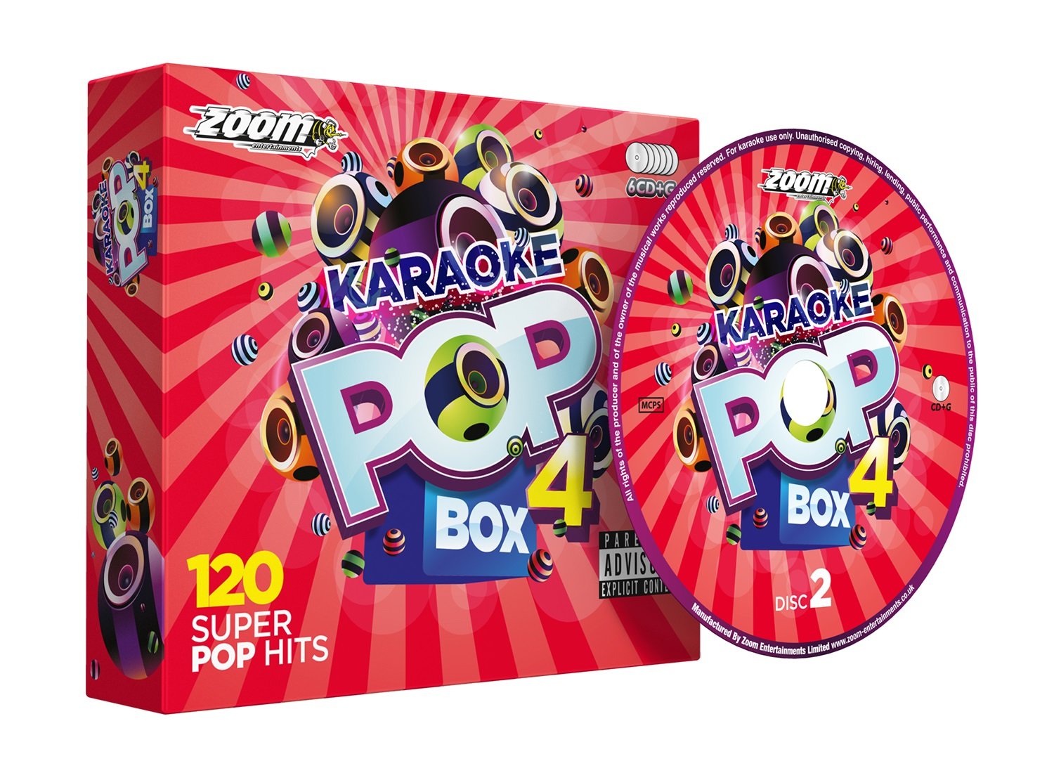 Zoom Karaoke Pop Box 4 Party Pack - 6 CD+G Box Set - 120 Songs Music for Children