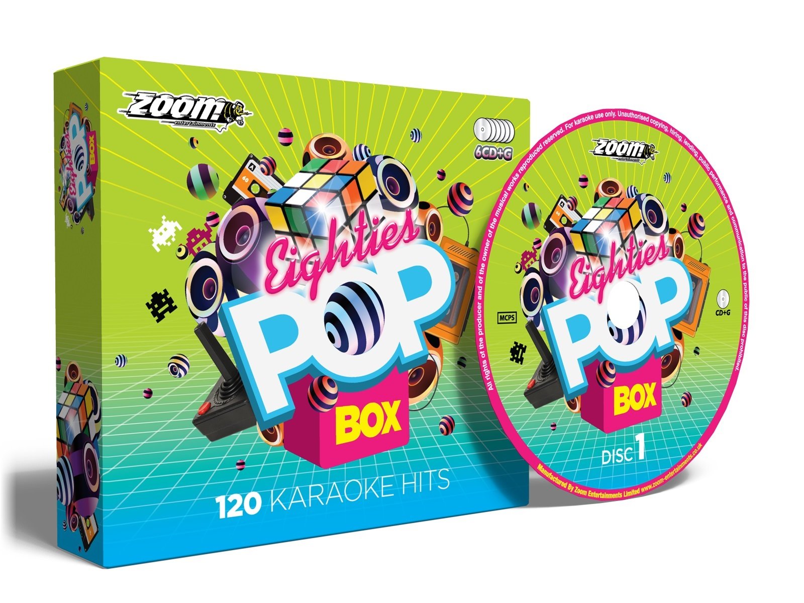 Zoom Karaoke Eighties Pop Box Party Pack - 6 CD+G Box Set - 120 Songs Music for Children