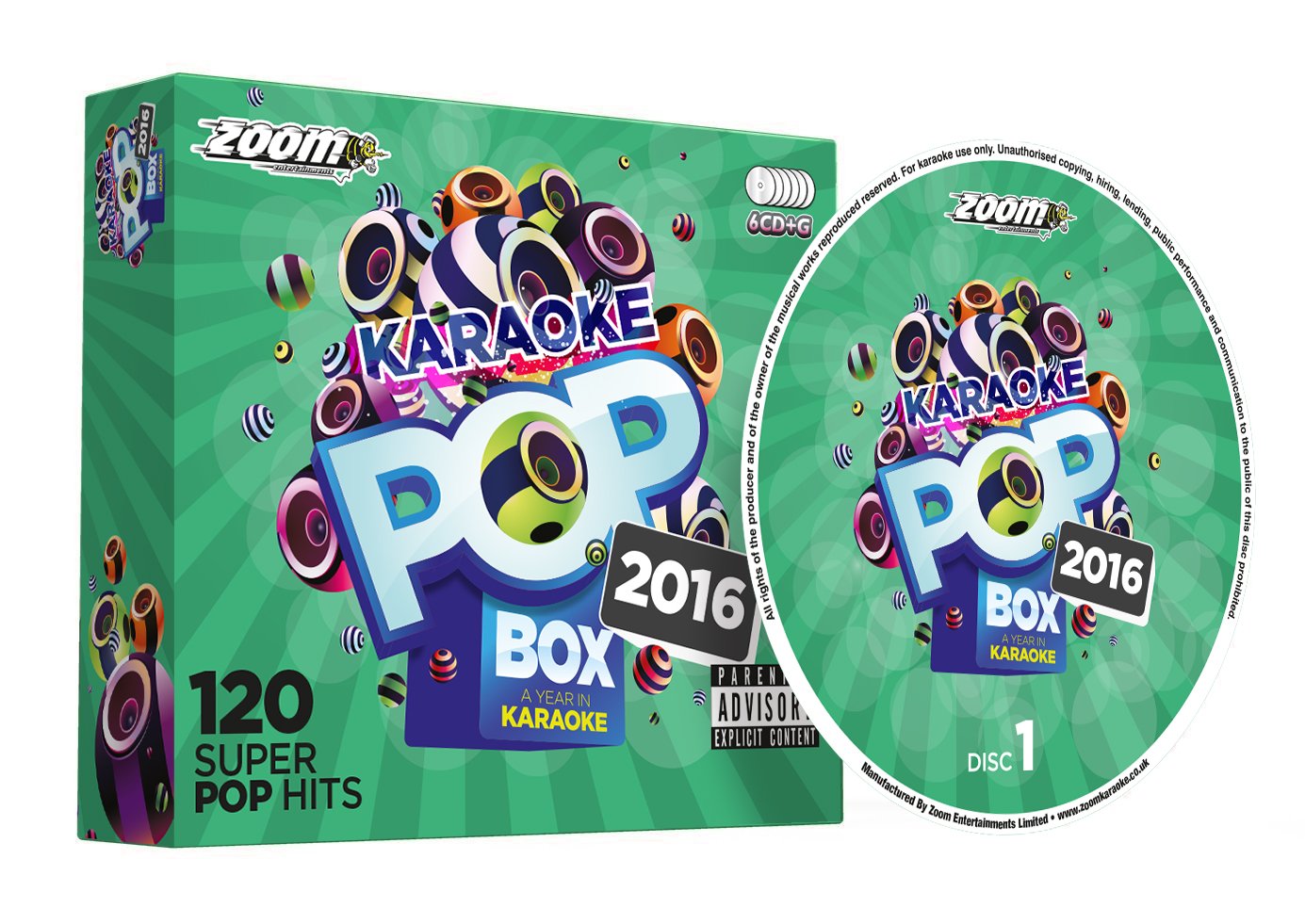 Zoom Karaoke Pop Box 2016: A Year In Karaoke - Party Pack - 6 CD+G Box Set - 120 Songs Music for Children