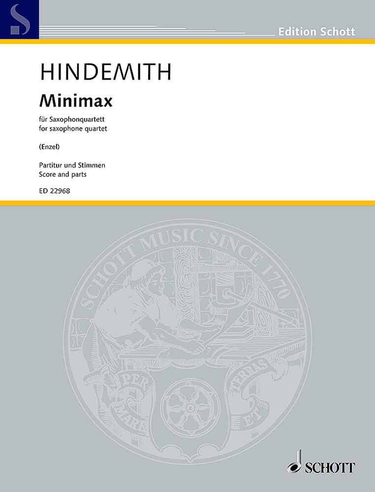 Minimax: "Repertorium für Militärorchester" arrangiert für Saxophonquartett von Christoph Enzel (2017). 4 Saxophone (SATBar). Partitur und Stimmen. (Edition Schott) Sheet Music