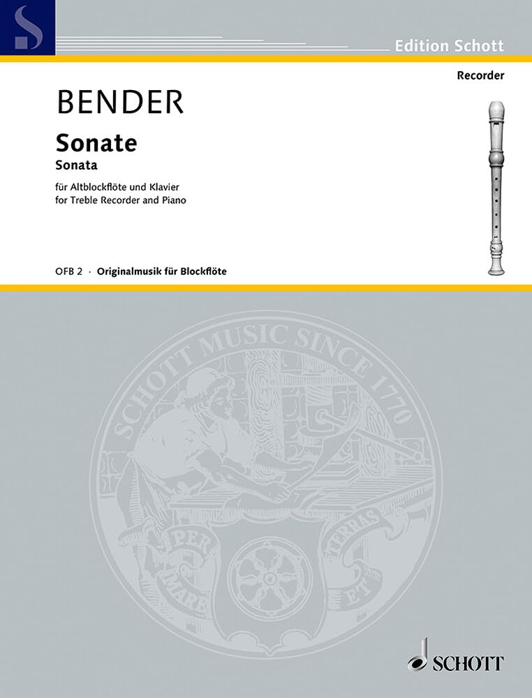 Sonate: Alt-Blockflöte und Klavier. (Edition Schott) Sheet Music