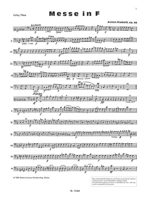 Messe en fa: op. 49. choir and orchestra. book
