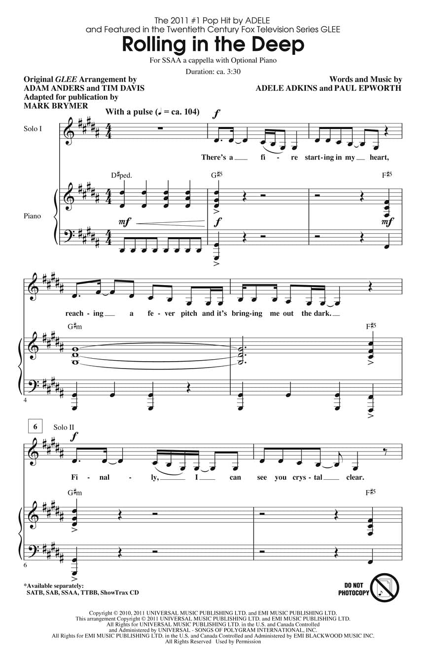 Adele: Rolling In The Deep (Brymer) - SSAA. Für SSAA (Frauenchor), Klavierbegleitung Books