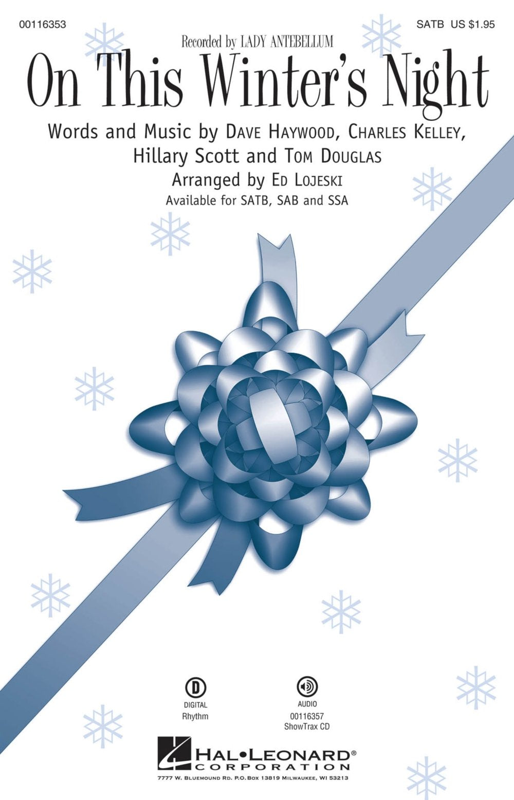 Hal Leonard On This Winter's Night SATB by Lady Antebellum arranged by Ed Lojeski cd