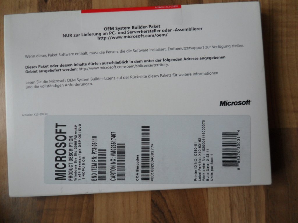 Microsoft Windows Server 2008 R2 SP1 5 CAL's Other software