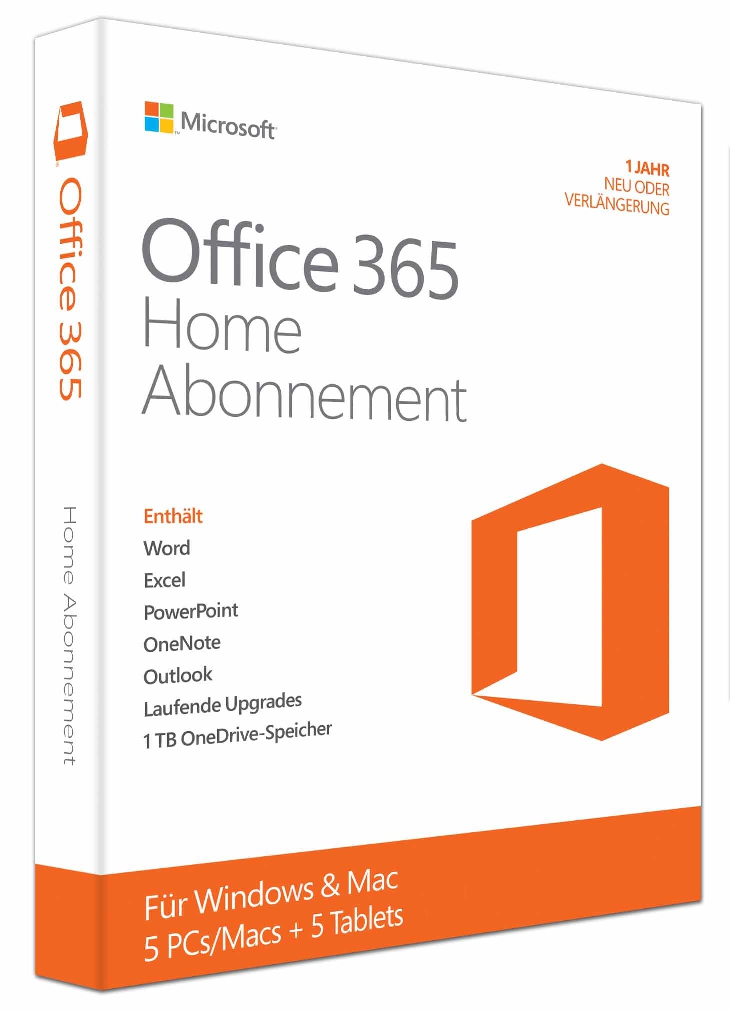 Microsoft Office 365 Home - 5PCs/MACs - 1 Jahresabonnement - multilingual (Product Key Card ohne Datenträger) Other software