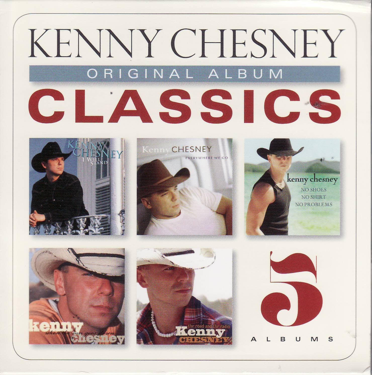 Kenny Chesney - Kenny Chesney Original Album Classics 5 CDs + Digital Copy : I Will Stand / Everywhere We Go / No Shirt No Shoes No Problem / When the Sun Goes Down / The Road and the Radio (5 CD) Music