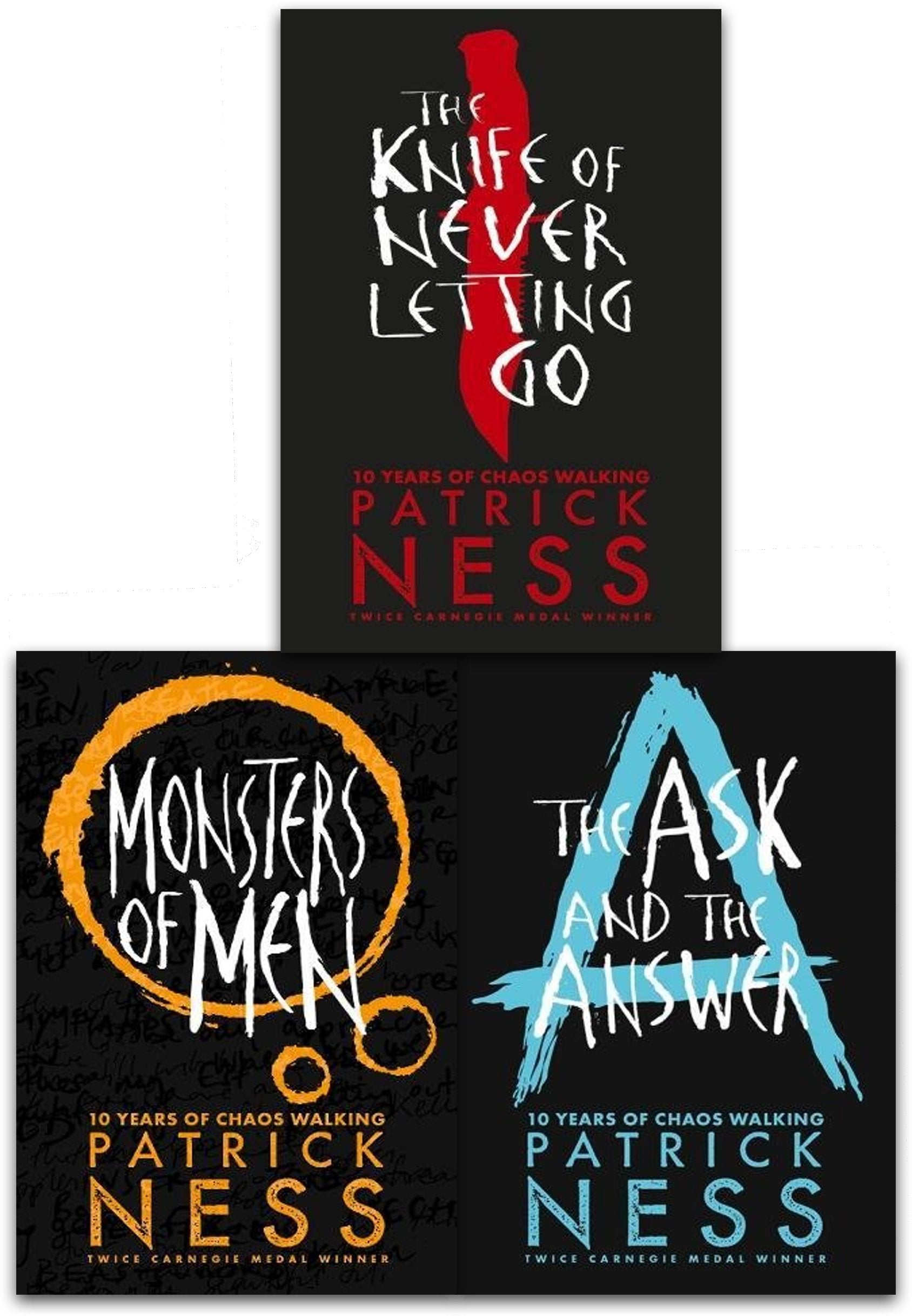 Chaos Walking Trilogy, 3 books, RRP £23.97 (Monsters Of Men; The Ask And The Answer; The Knife Of Never Letting Go). Books