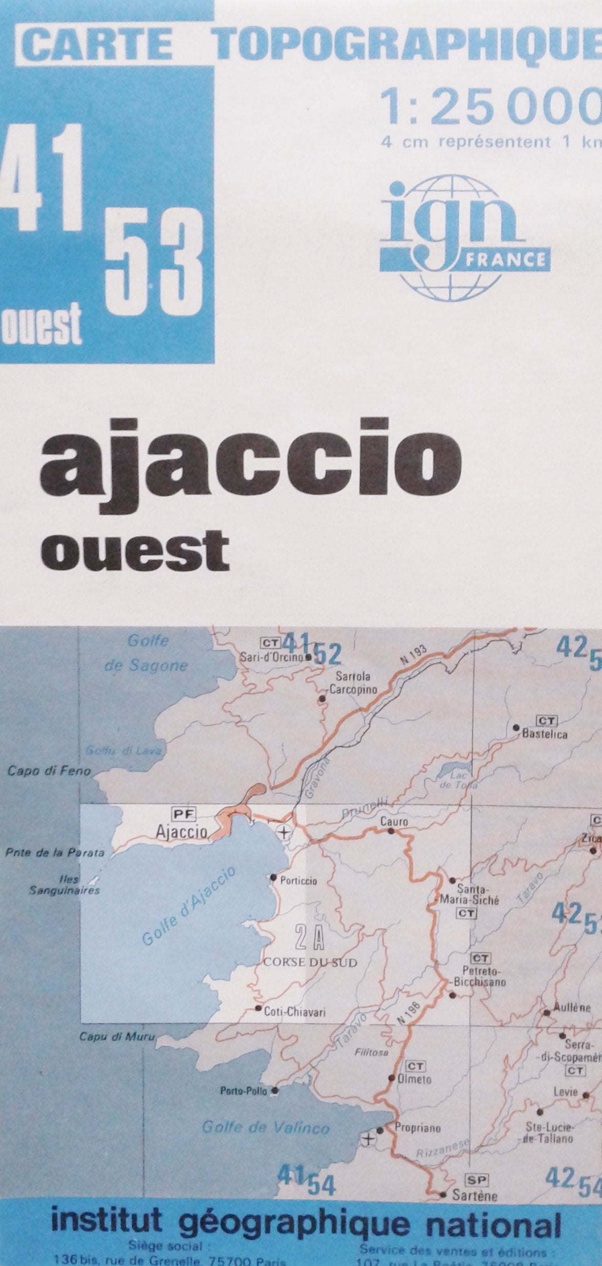 Carte n° 4153, Ajaccio : Echelle 1 cm = 250 mètres book