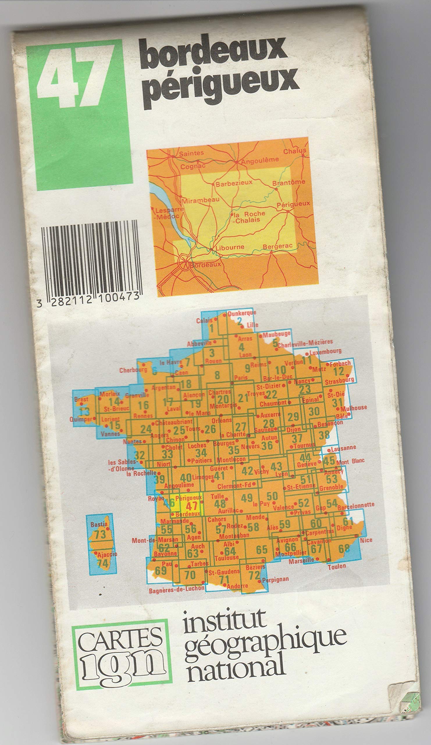 Bordeaux - Périgueux. Carte n° 47 - échelle : 1 cm = 1 km book