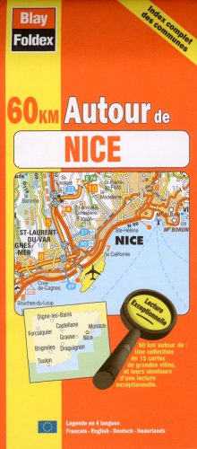 Carte routière : 60 km autour de Nice (avec index complet des communes et légende en 4 langues) Maps & Plans