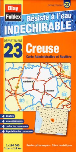 Creuse (23). Carte Départementale, Administrative et Routière (échelle : 1/180 000) book