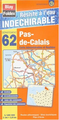 Pas-de-Calais (62) - Carte Départementale, Administrative et Routière (échelle : 1/180 000) Maps & Plans