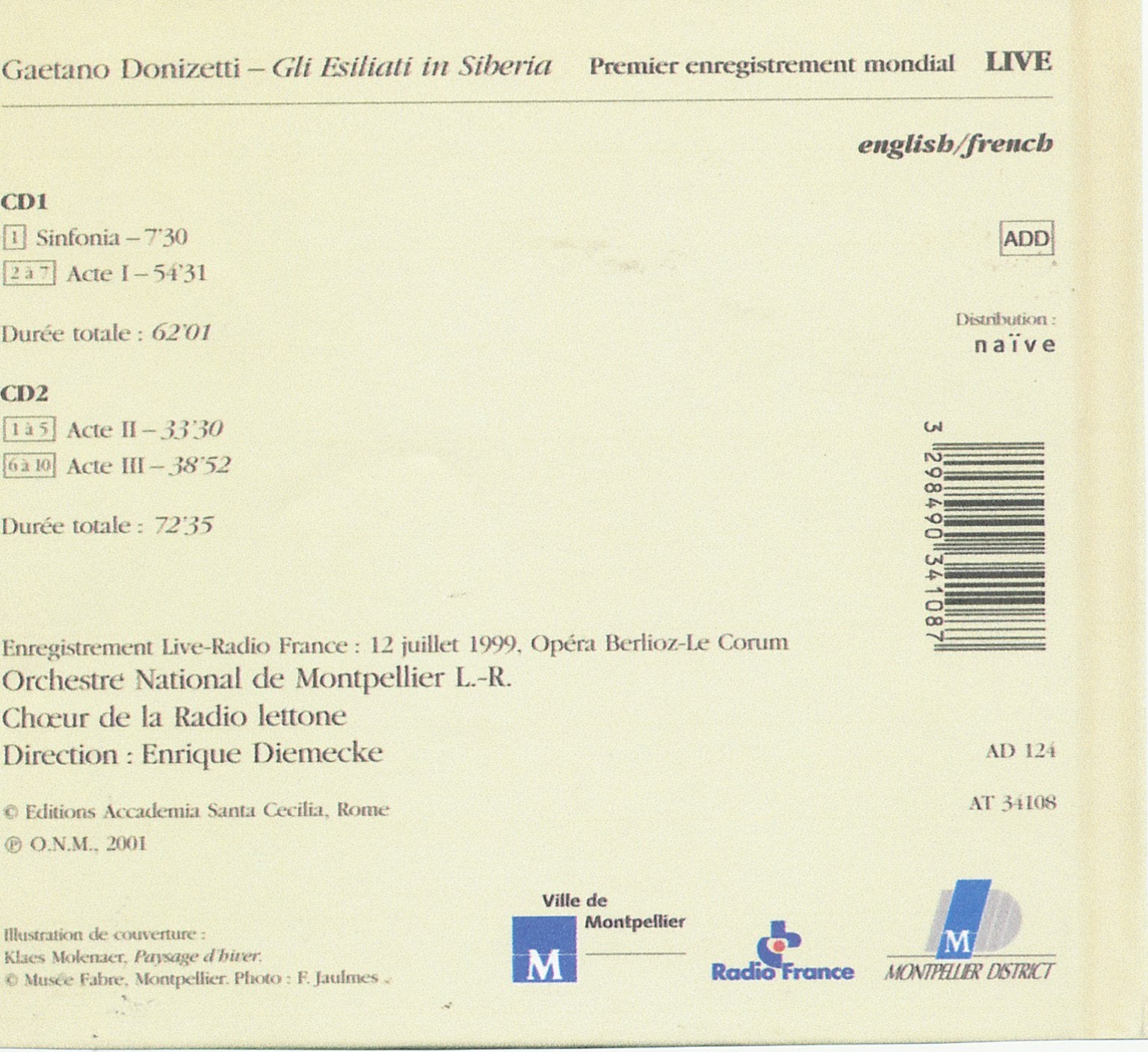 Donizzeti: Gli Esiliati in Siberia (Gesamtaufnahme) (ital.) (Live Montpellier 12.06.1999) Classical