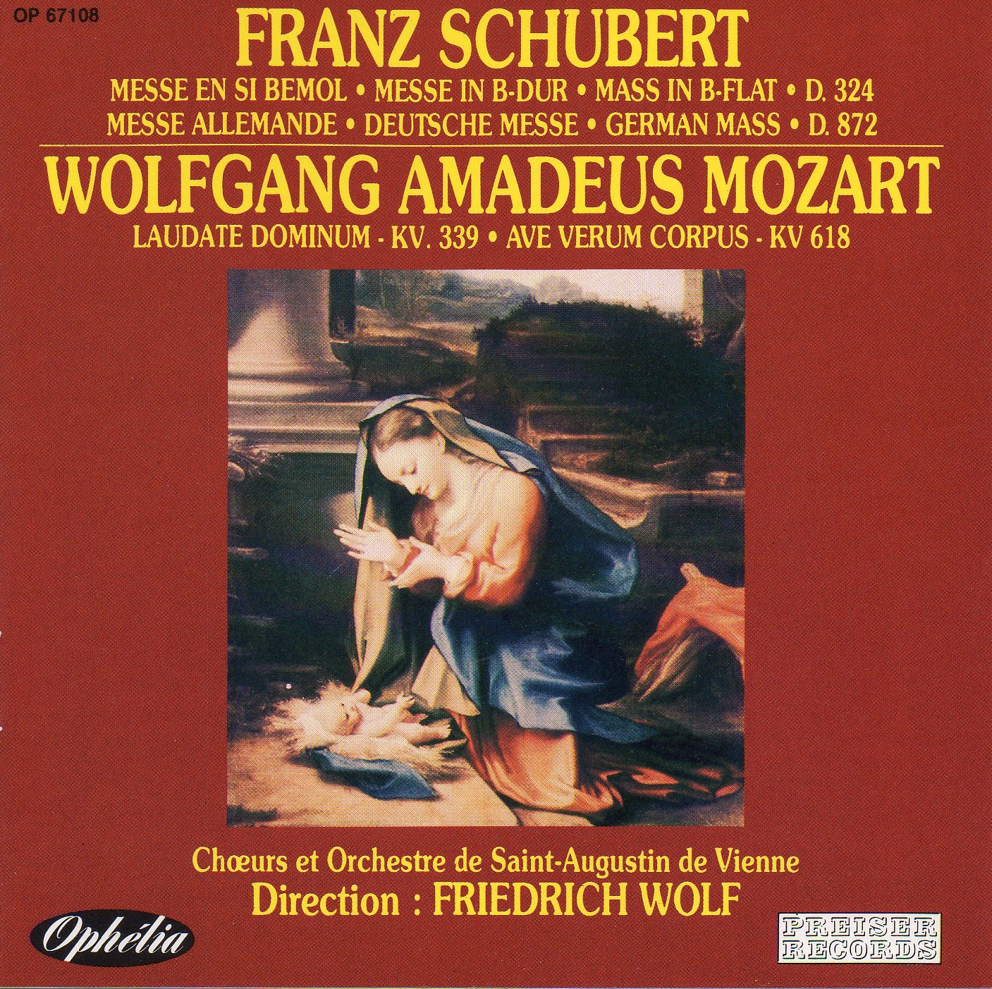 Schubert: Masses D 324, D872 ("German" Mass). Mozart: Laudate Dominum, Ave Verum Corpus. Music