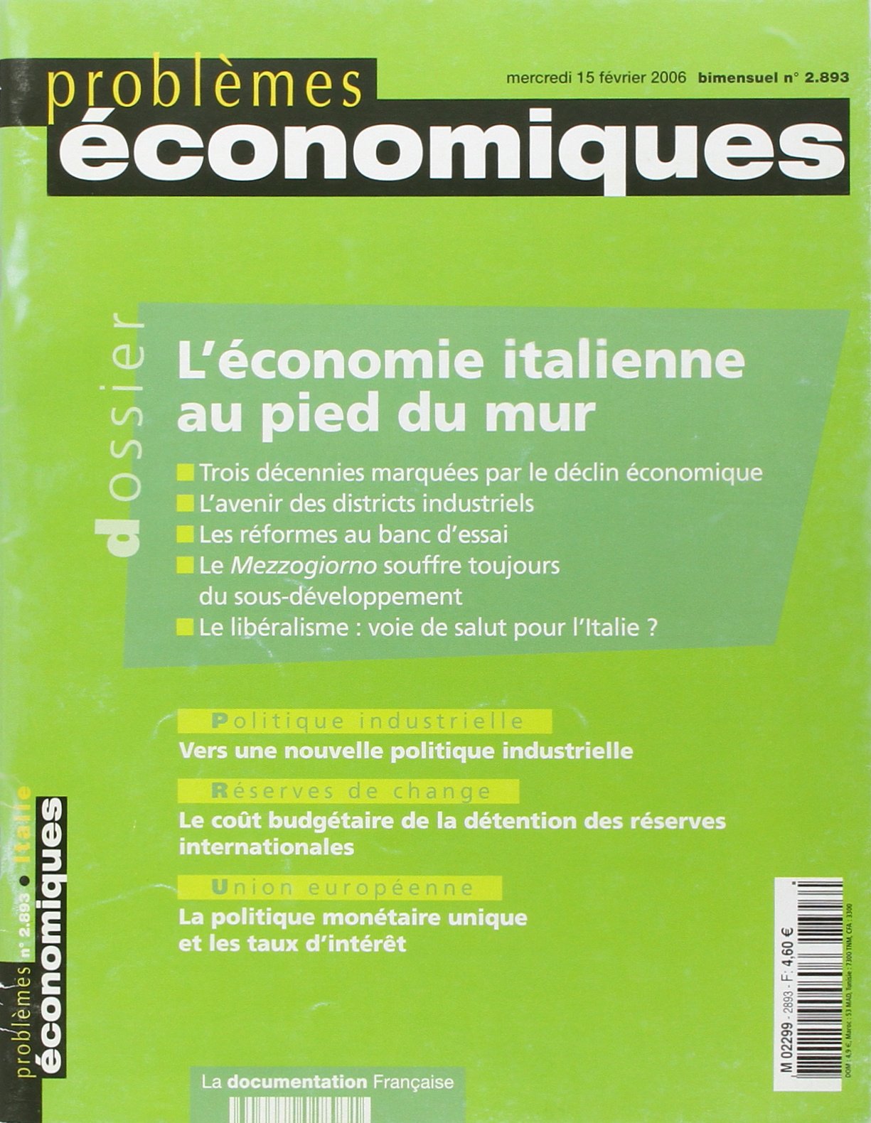 L'économie italienne au pied du mur: + index 2005 Business, Finance & Career