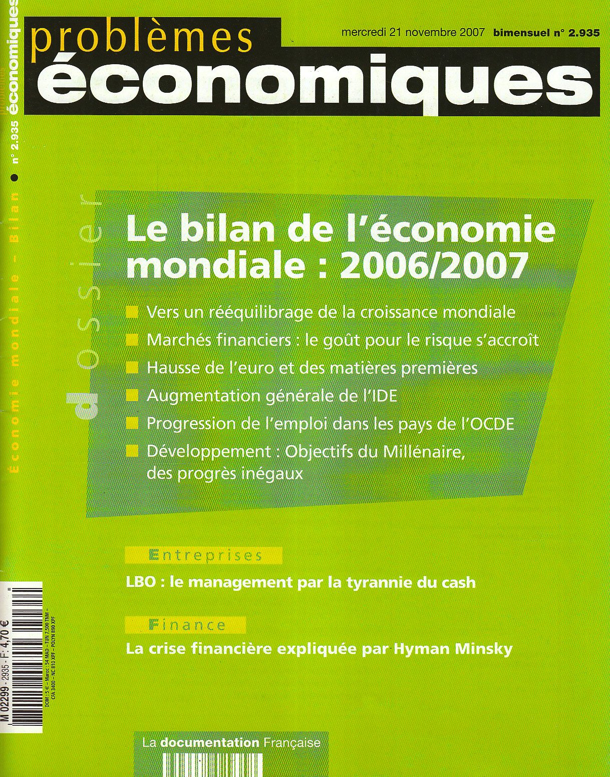 Le Bilan de l'Economie Mondiale : 2006/2007 (N.2935) Books