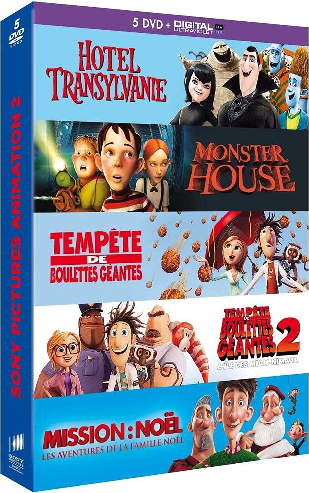 Coffret animation 5 DVD - Hôtel Transylvanie + Monster House + Tempête de boulettes géantes + Tempête de boulettes géantes 2 + Mission : Noël, les aventures de la famille Noël Movies