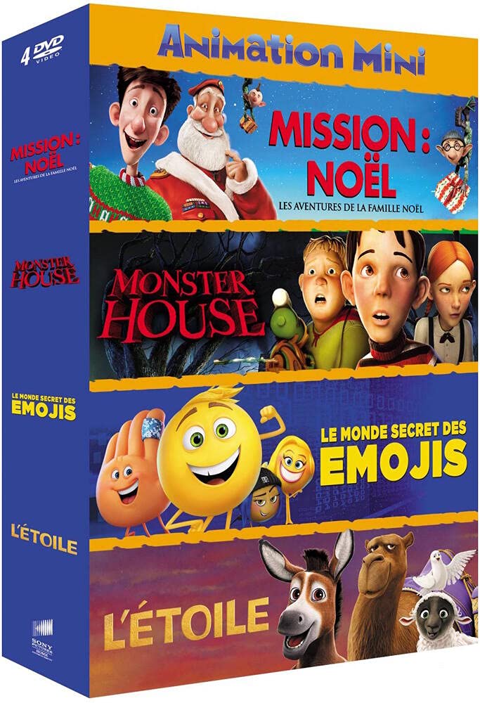 Coffret Animation 4 Films : Mission : Noël + Monster House + Le Monde Secret des Emojis + L'Étoile Movies