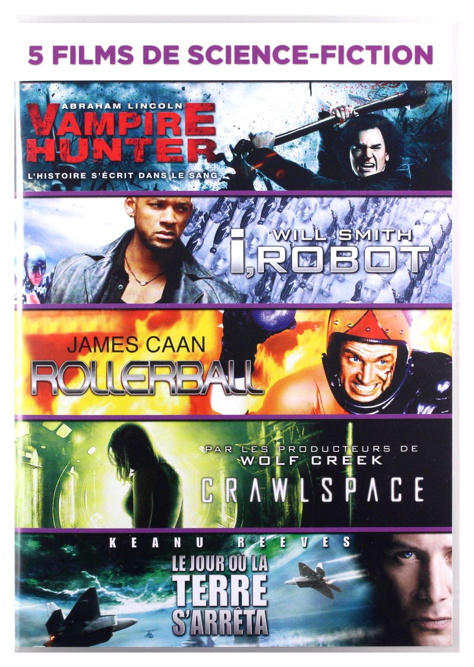 Coffret sf : abraham lincoln, vampire hunter ; I, robot ; rollerball ; crawlspace ; le jour où la terre s'arrêta Films