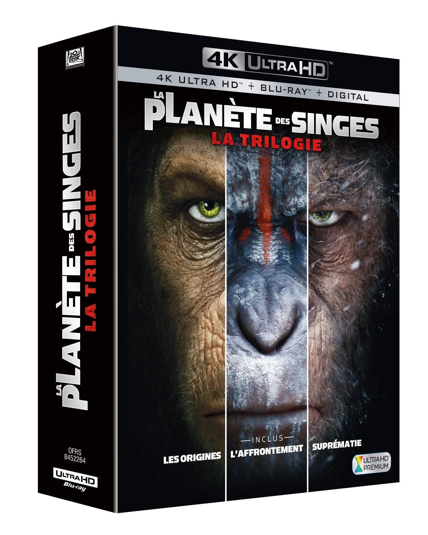 Coffret trilogie la planète des singes : les origines ; l'affrontement ; suprématie 4k Ultra-HD Movies
