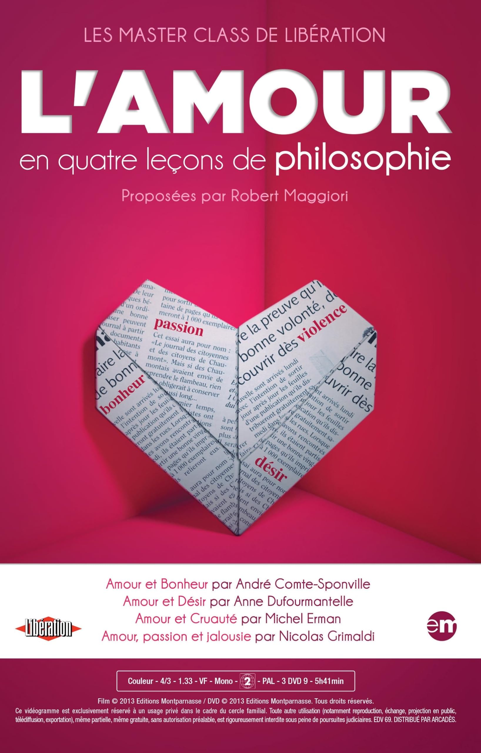 Les Master Class de Libération : L'amour en quatre leçons de philosophie dvd