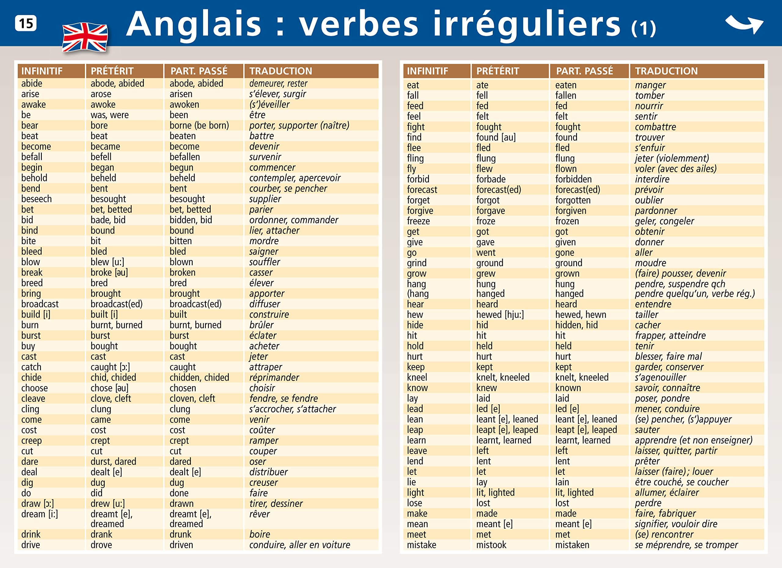 Mini poster verbes irréguliers anglais Books