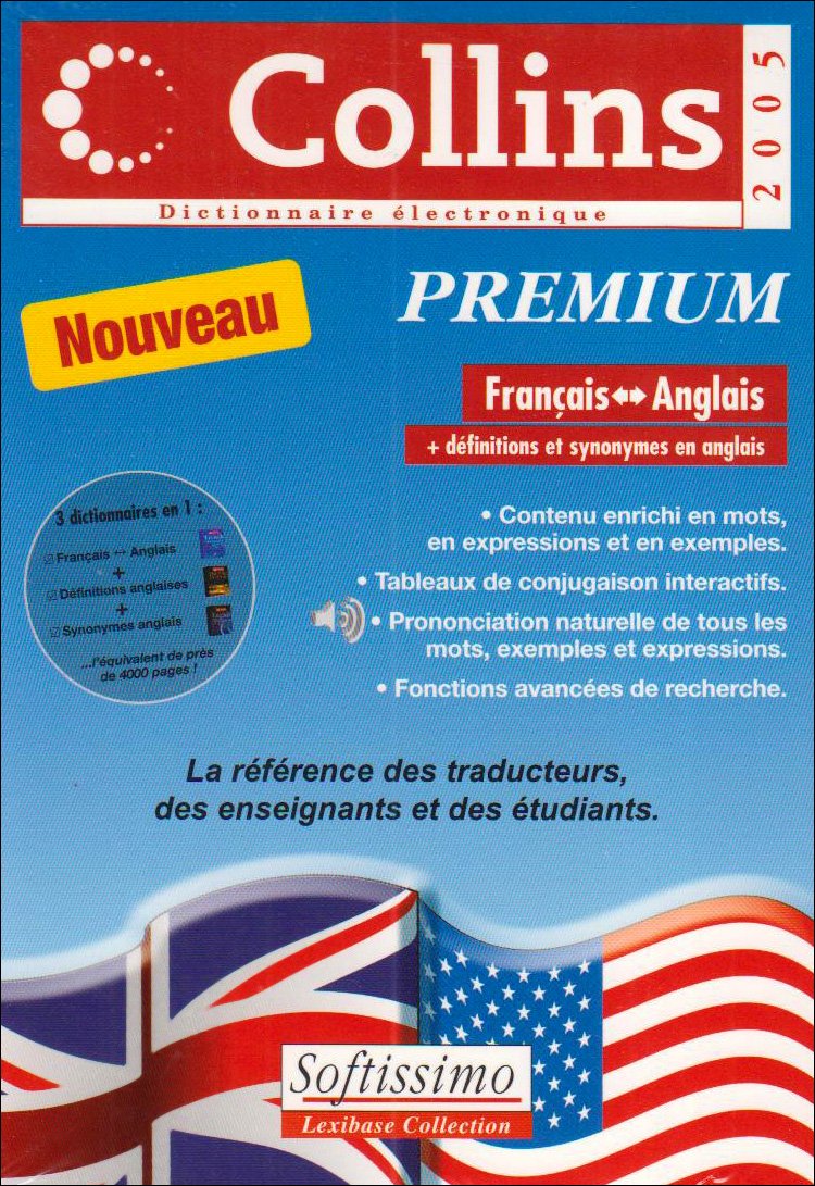 Collins Premium 2005 Win fr/ang/fr + dico anglais + Thésaurus *Nouveau* software