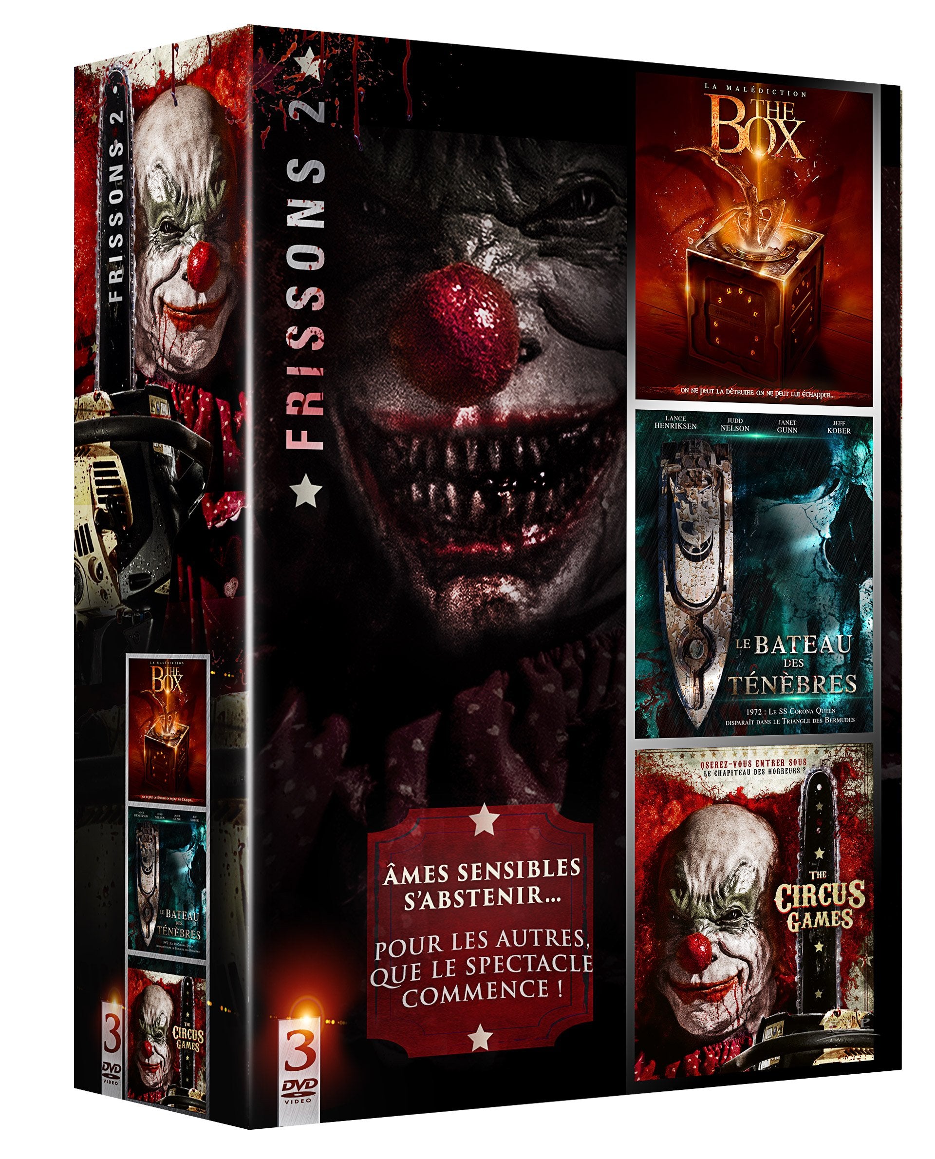 Coffret FRISSONS N°2 Circus Games + The Box + Le Bateau des TENEBRES dvd