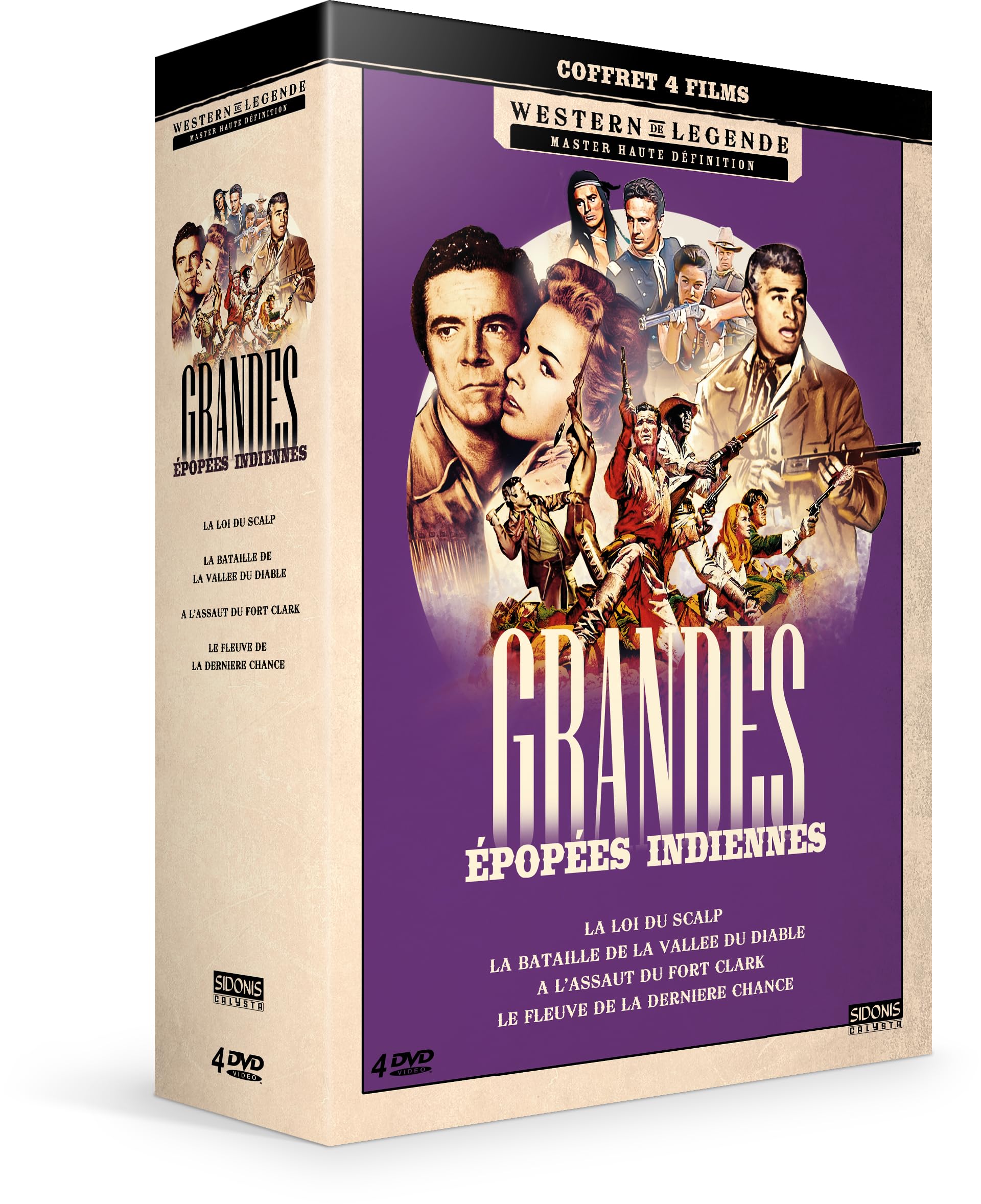 Grandes épopées indiennes - Coffret 4 films : La Loi du scalp + La Bataille de la Vallée du Diable + À l'assaut du Fort Clark + Le Fleuve de la dernière chance Movies