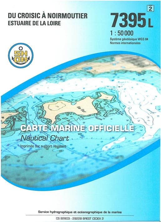 Carte Marine Officielle - Nautical Cart - Seekarte - du Croisic a Noirmoutier Estuaire de la Loire Nr. 7395 L - 1:50000 Geology & Geography