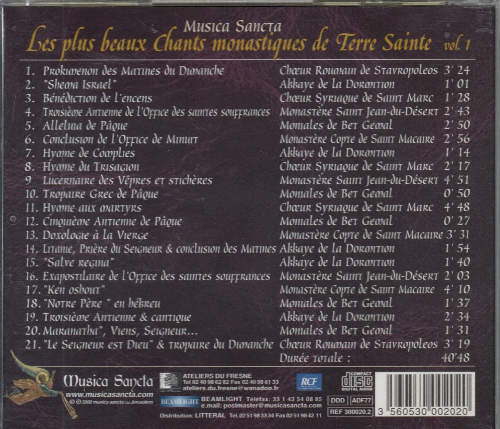 Les Plus Beaux Chants Monastiques De Terre Sainte Vol 1 Classical