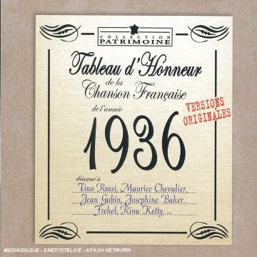 Tableau D'Honneur De La Chanson Française De L'Année 1936 World Music