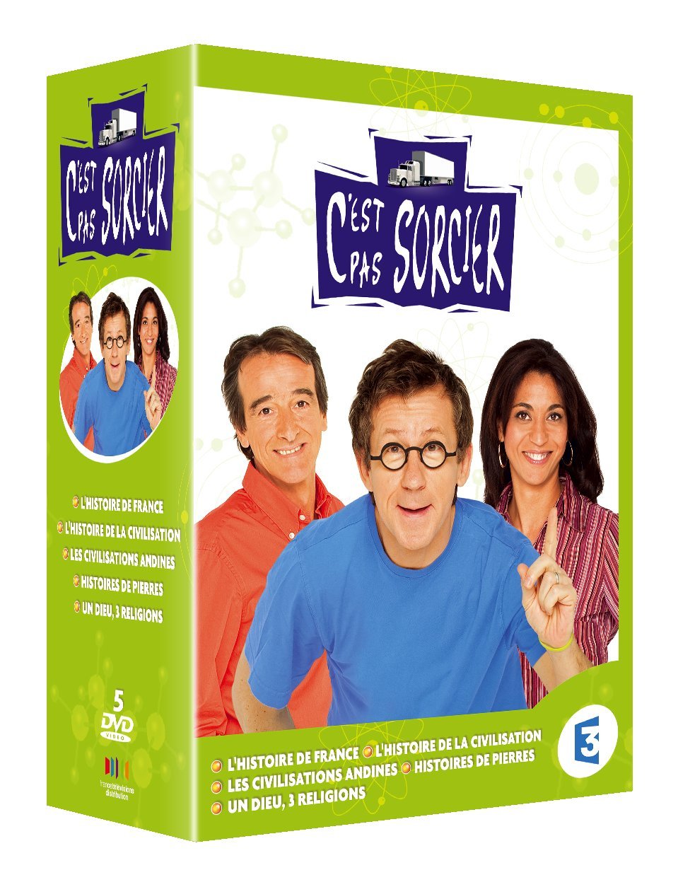 C'est pas sorcier : Un Dieu-3 religions / Histoire de France / L'histoire de la civilisation / Civilisations Andines / Histoires de pierres - Coffret 5 DVD Movies