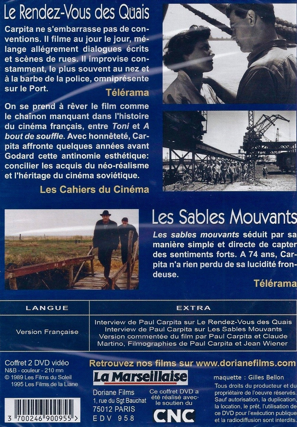 Coffret paul carpita 2 films : rendez-vous des quais ; les sables mouvants Films