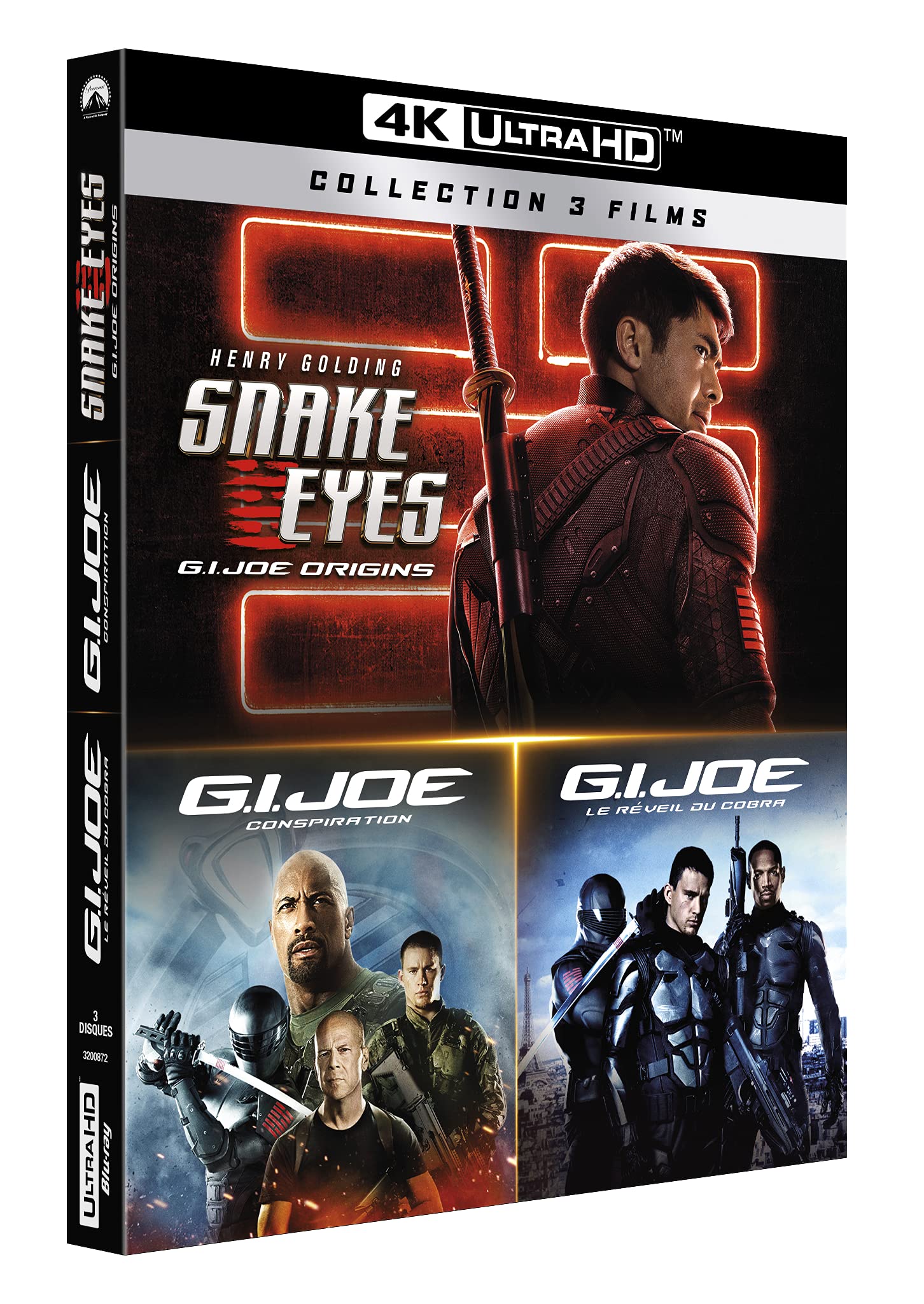 G.I. joe 1 : le réveil du cobra + g.I. joe 2 : conspiration + g.I. joe 3 : snake eyes 4k Ultra-HD Movies