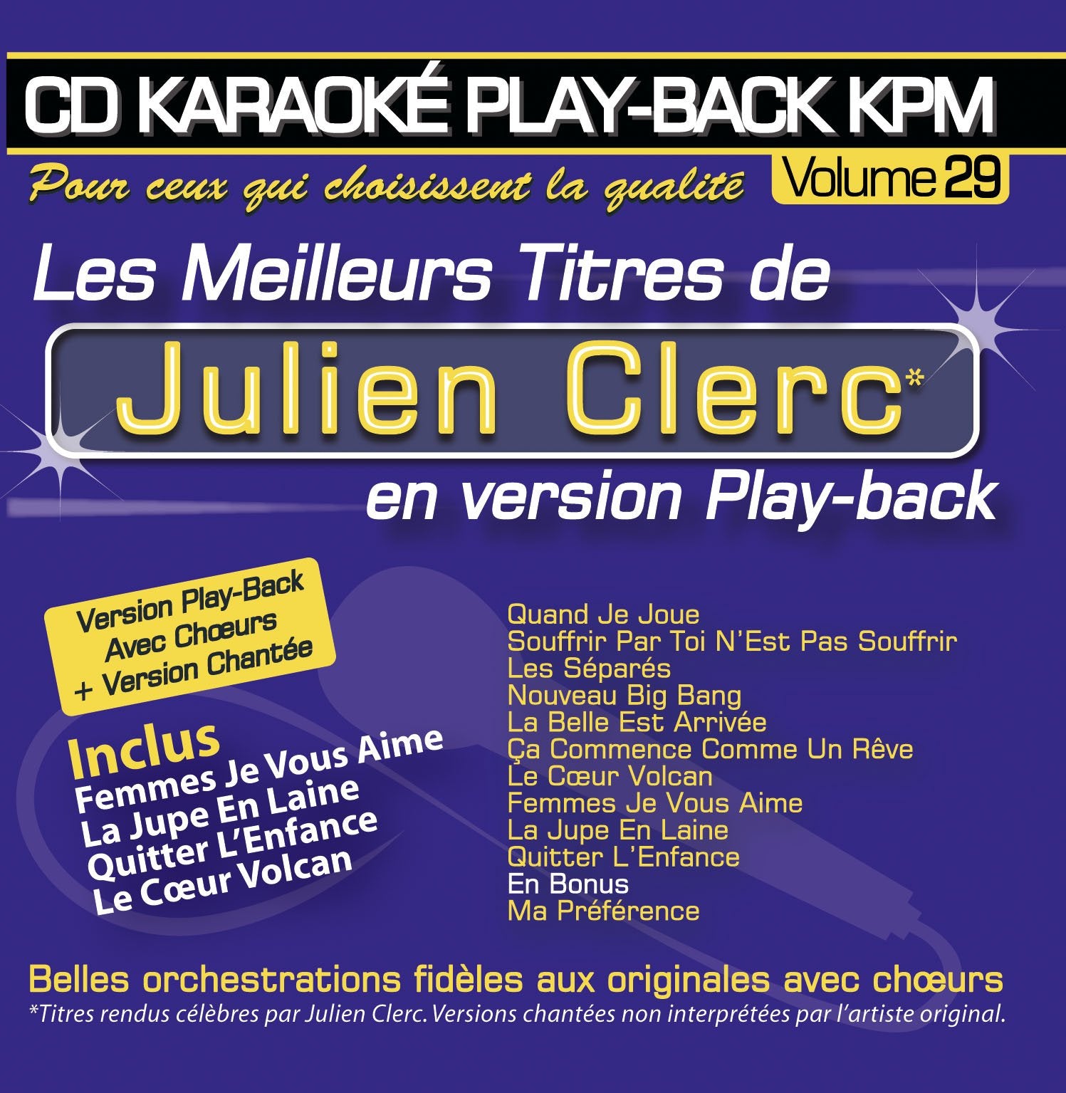 CD Karaoké Play-Back Kpm Vol.29 Julien Clerc cd