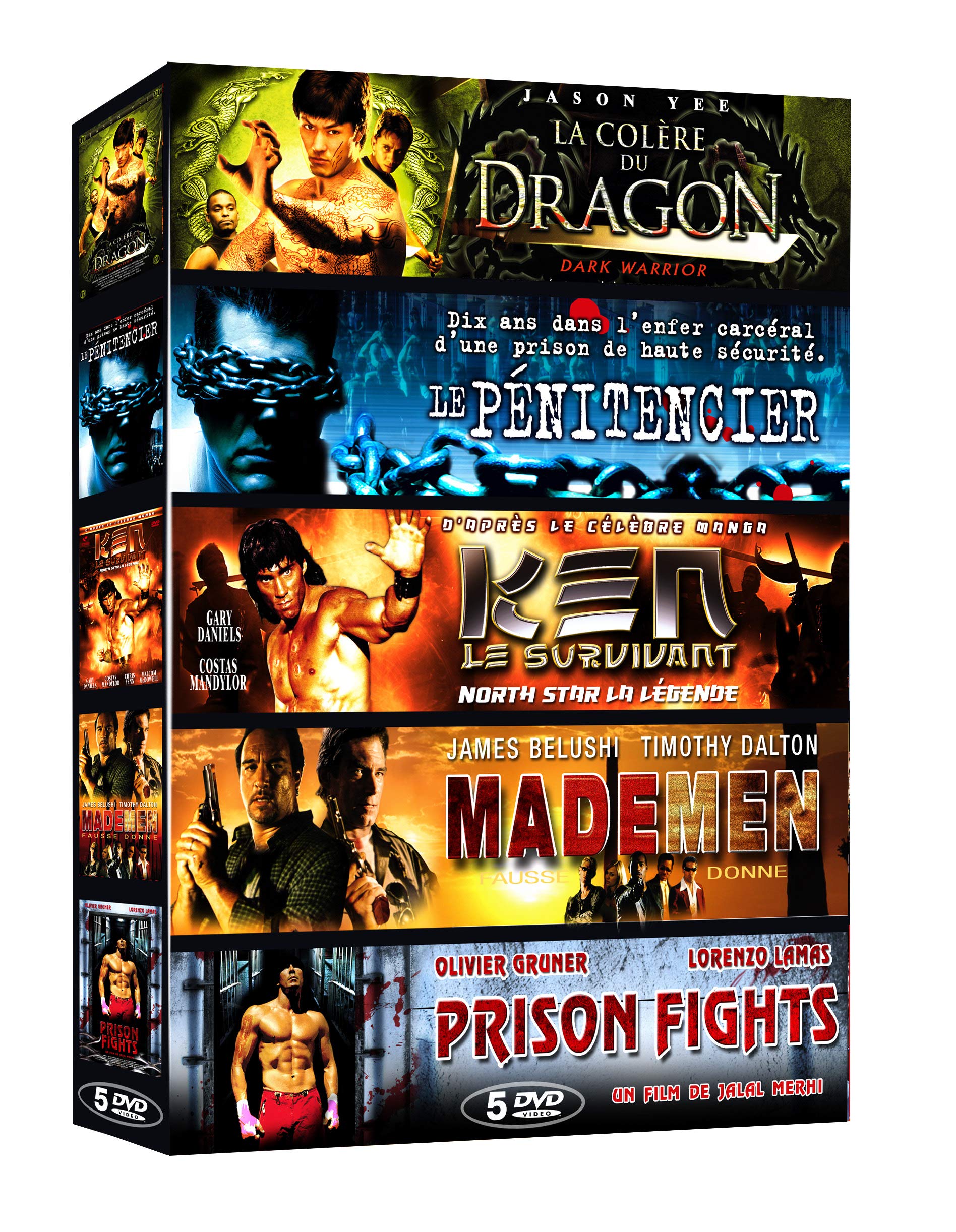 Action Aventure-Coffret 5 Films n° 3 : La colère du Dragon + Le pénitencier + Ken Le survivant + Made Men + Prison Fights dvd