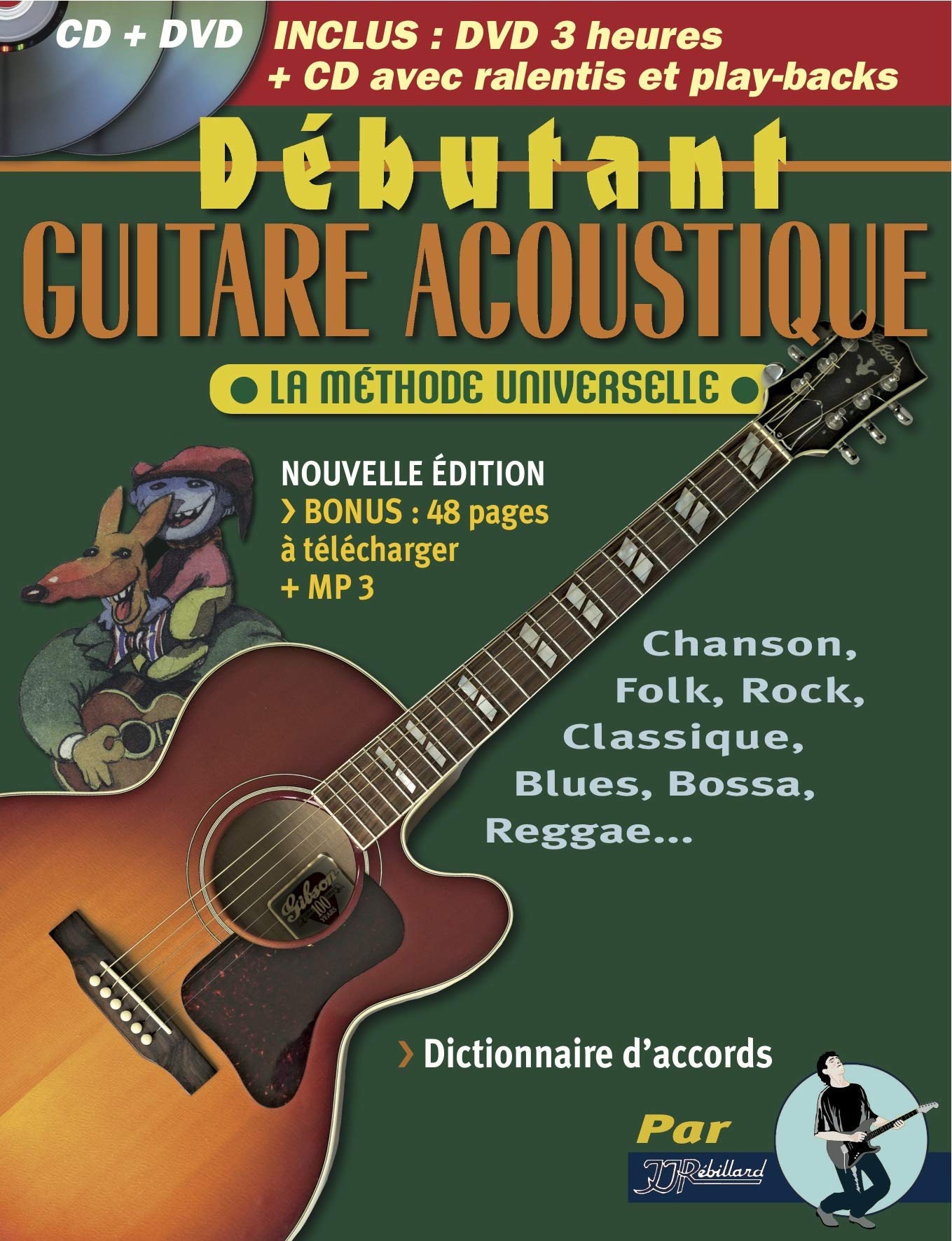 DÉBUTANT GUITARE ACOUSTIQUE LIVRE + CD + DVD Sheet Music