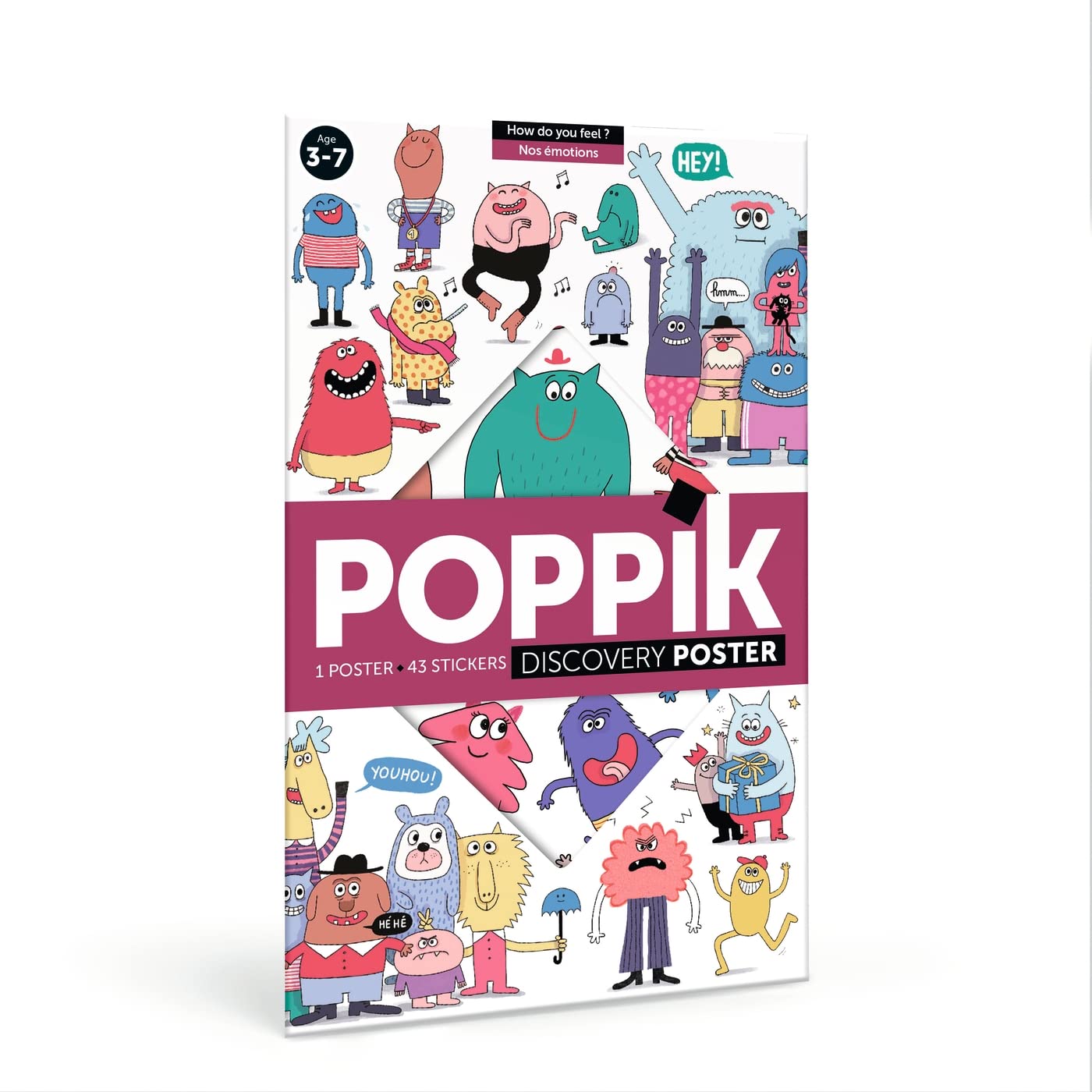 Poppik Nos émotions: 1 poster 68 x 100 cm + 58 stickers repositionnables book