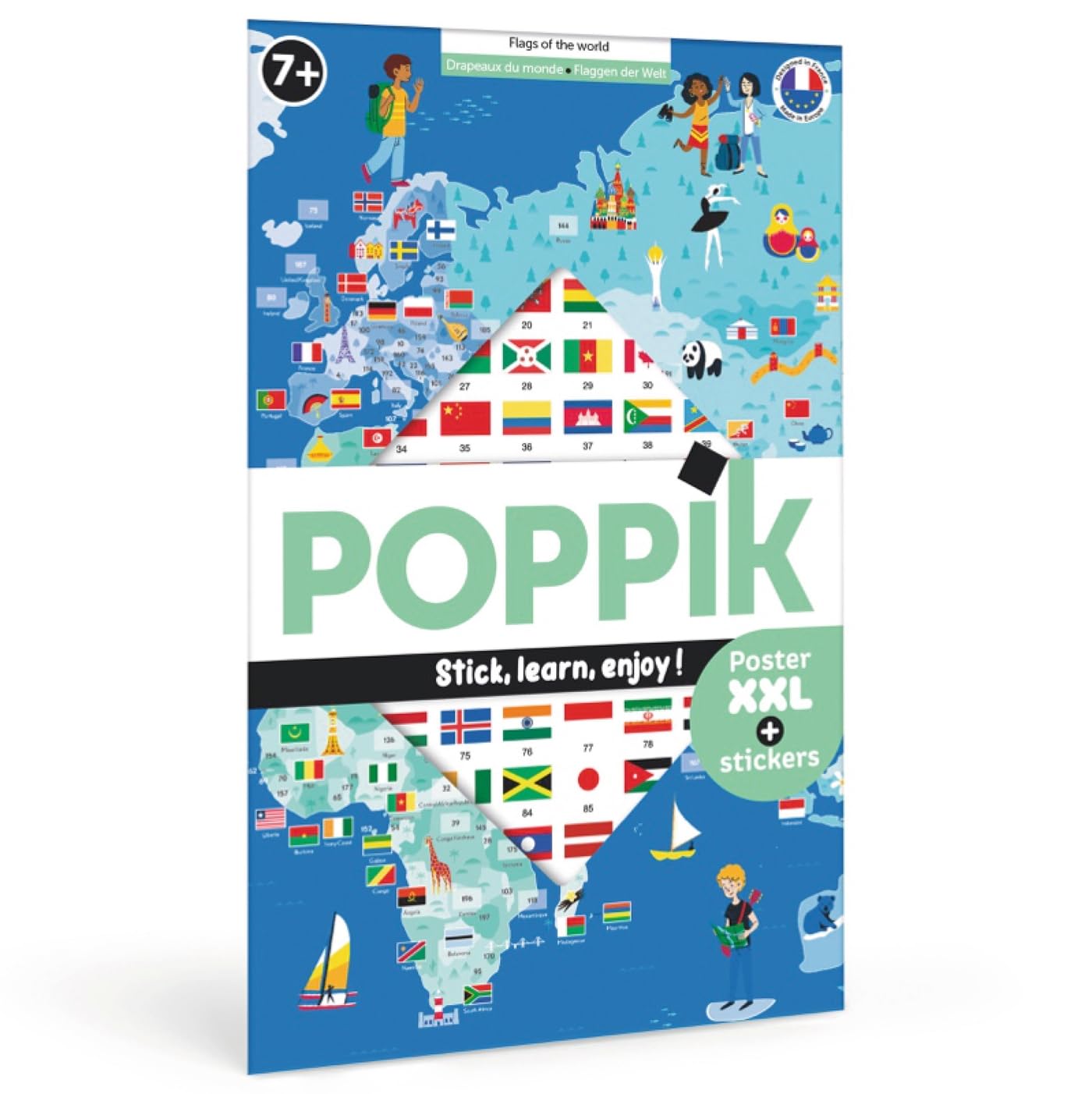 Poppik - Les drapeaux du monde: 1 poster + 200 stickers repositionnables Non-fiction