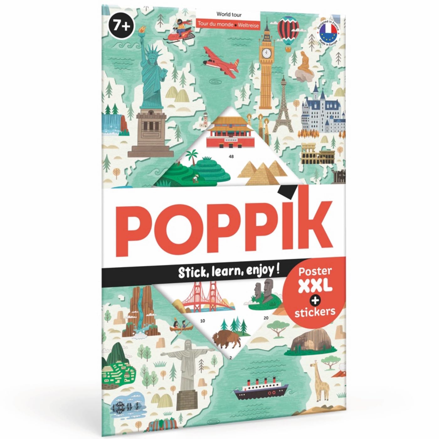 Poppik - Tour du monde: 1 poster + 71 stickers repositionnables Non-fiction