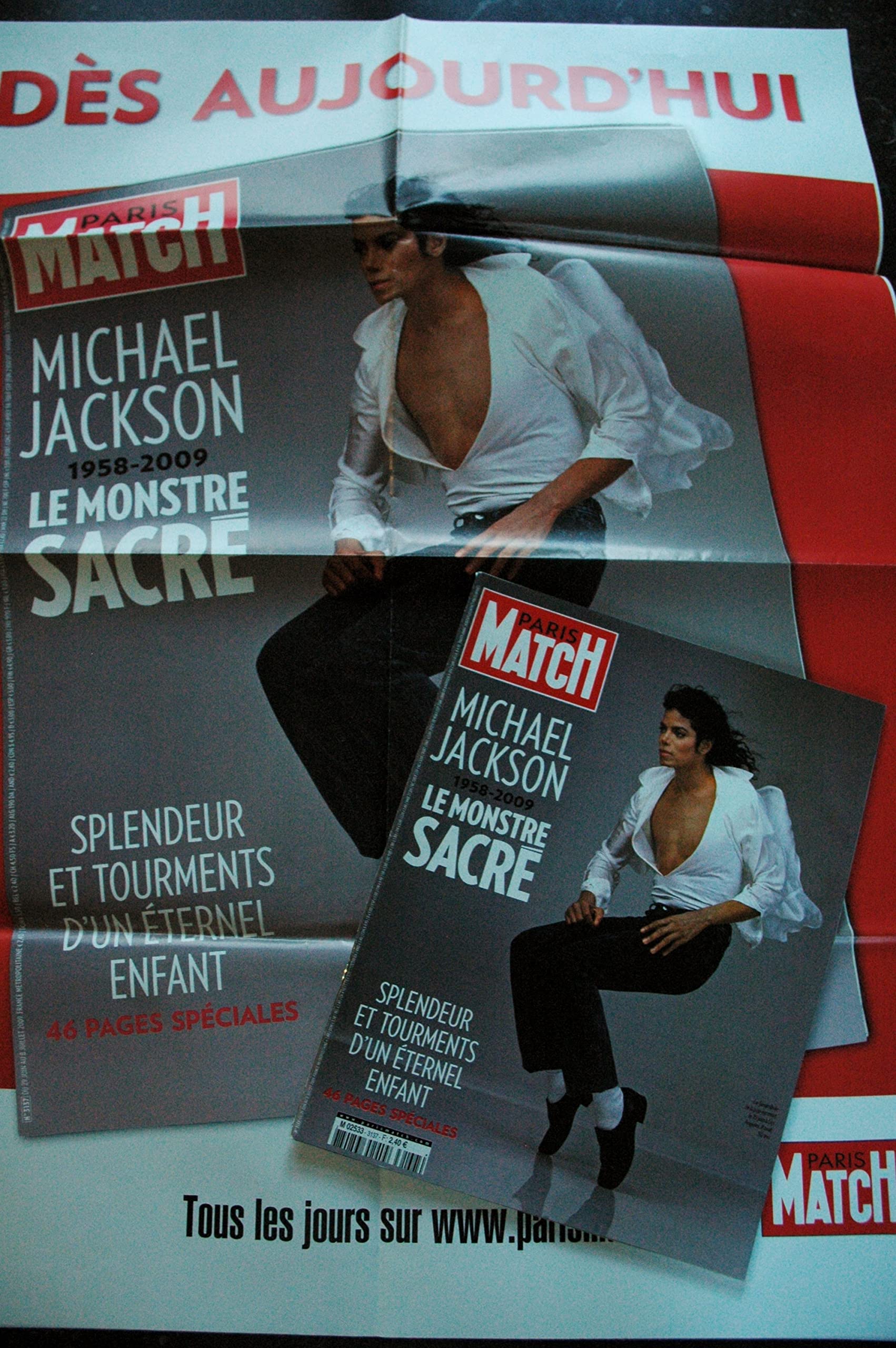 PARIS MATCH N° 3137 2009 COVER MICHAEL JACKSON LE MONSTRE SACRE 46 pages spéciales + POSTER book