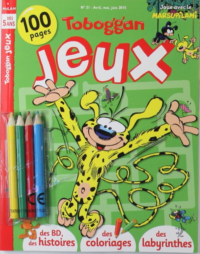 Toboggan jeux des 5 ans; joue avec marsupilami; des BD, des histoires, des coloriages, des labyrinthes Books